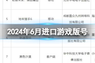 2024年6月进口游戏版号公布一览