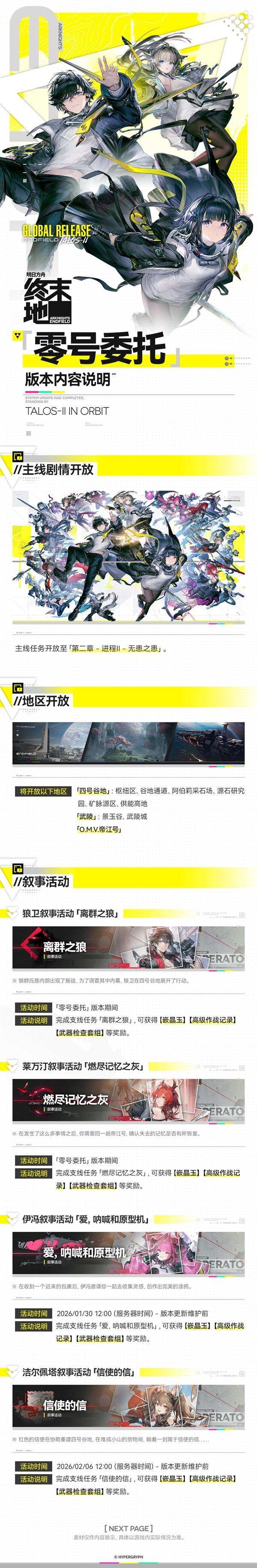 明日方舟终末地零号委托版本内容说明，公测版本内容介绍