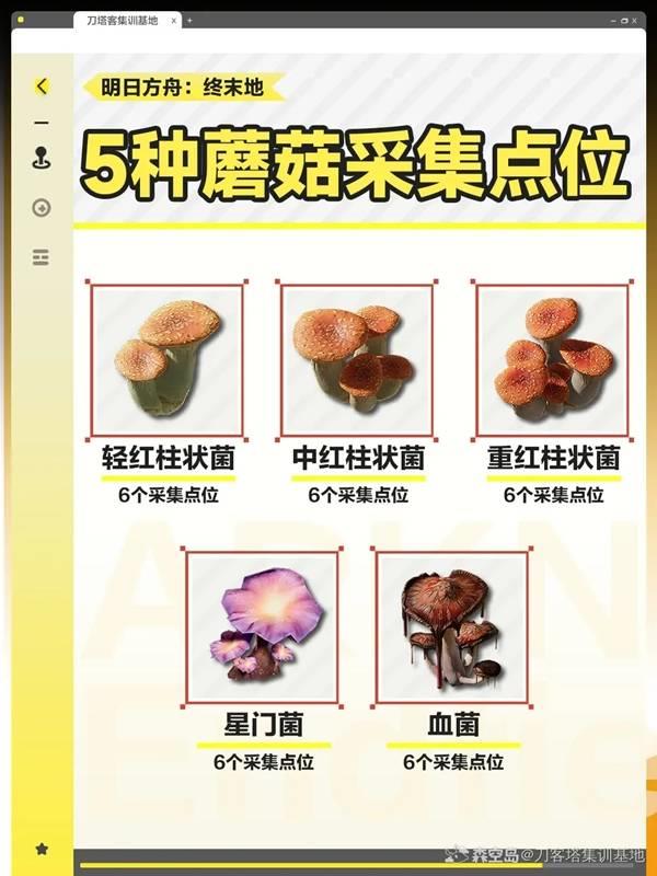 明日方舟终末地角色晋升材料采集点，蘑菇位置汇总