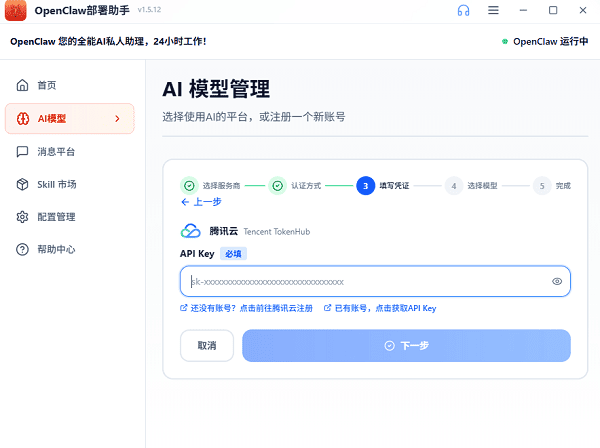 粘贴API Key 粘贴API Key